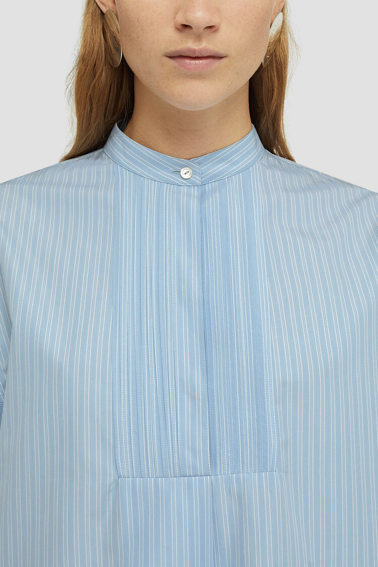 Jil Sander Striped Cotton Shirt In Blue