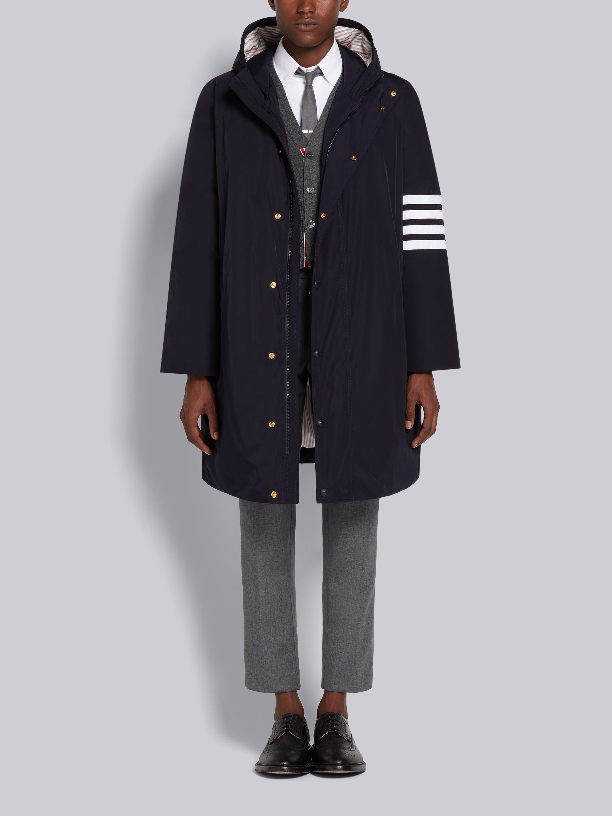 Thom Browne Downfill Hooded Football 4-bar Parka In Black