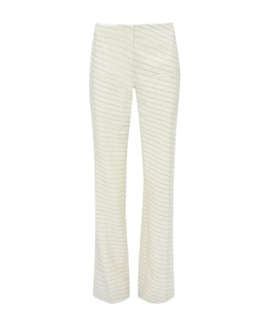 Jw Anderson Diagonal-stripe Straight-leg Trousers In White