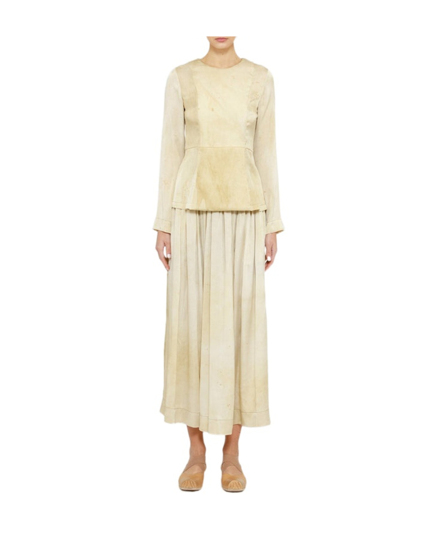Shop Uma Wang Button Round Neck Blouse In Nude