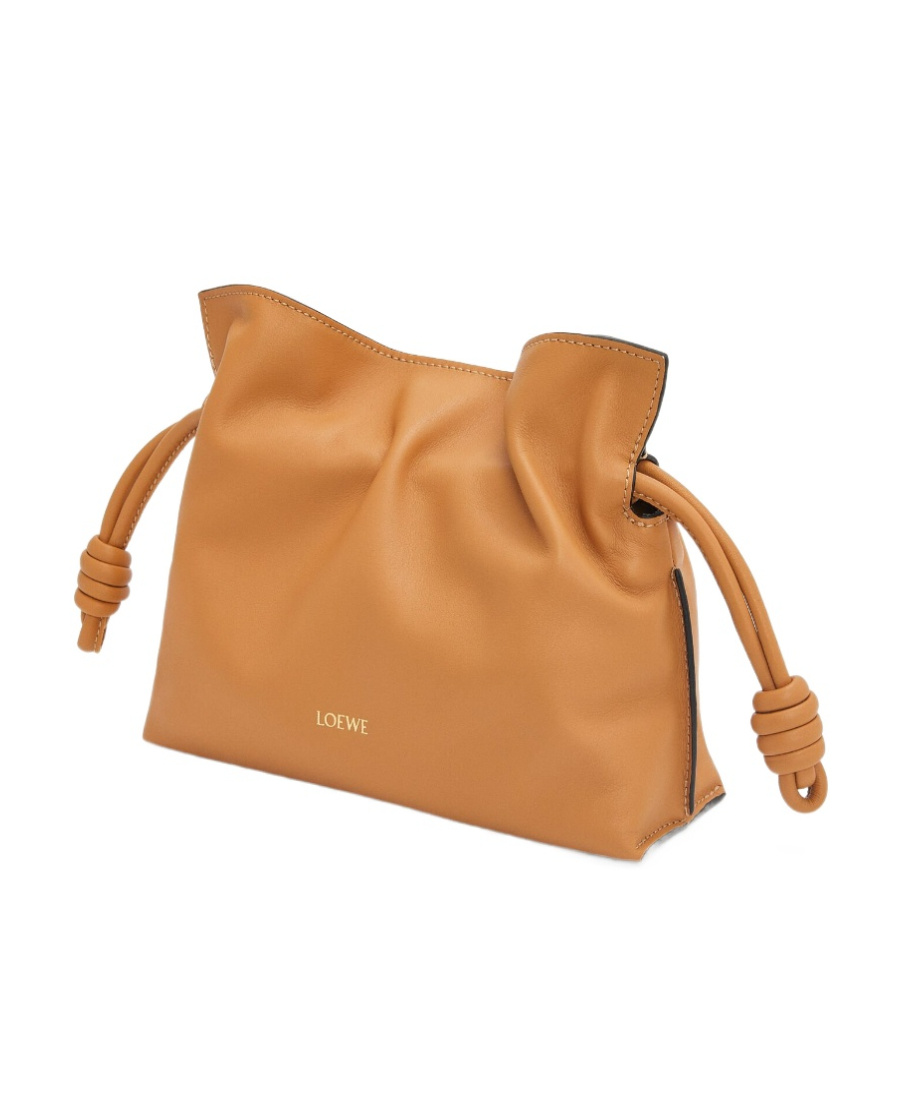 Loewe Mini Flamenco Clutch Drawstring Shoulder Bag In Brown