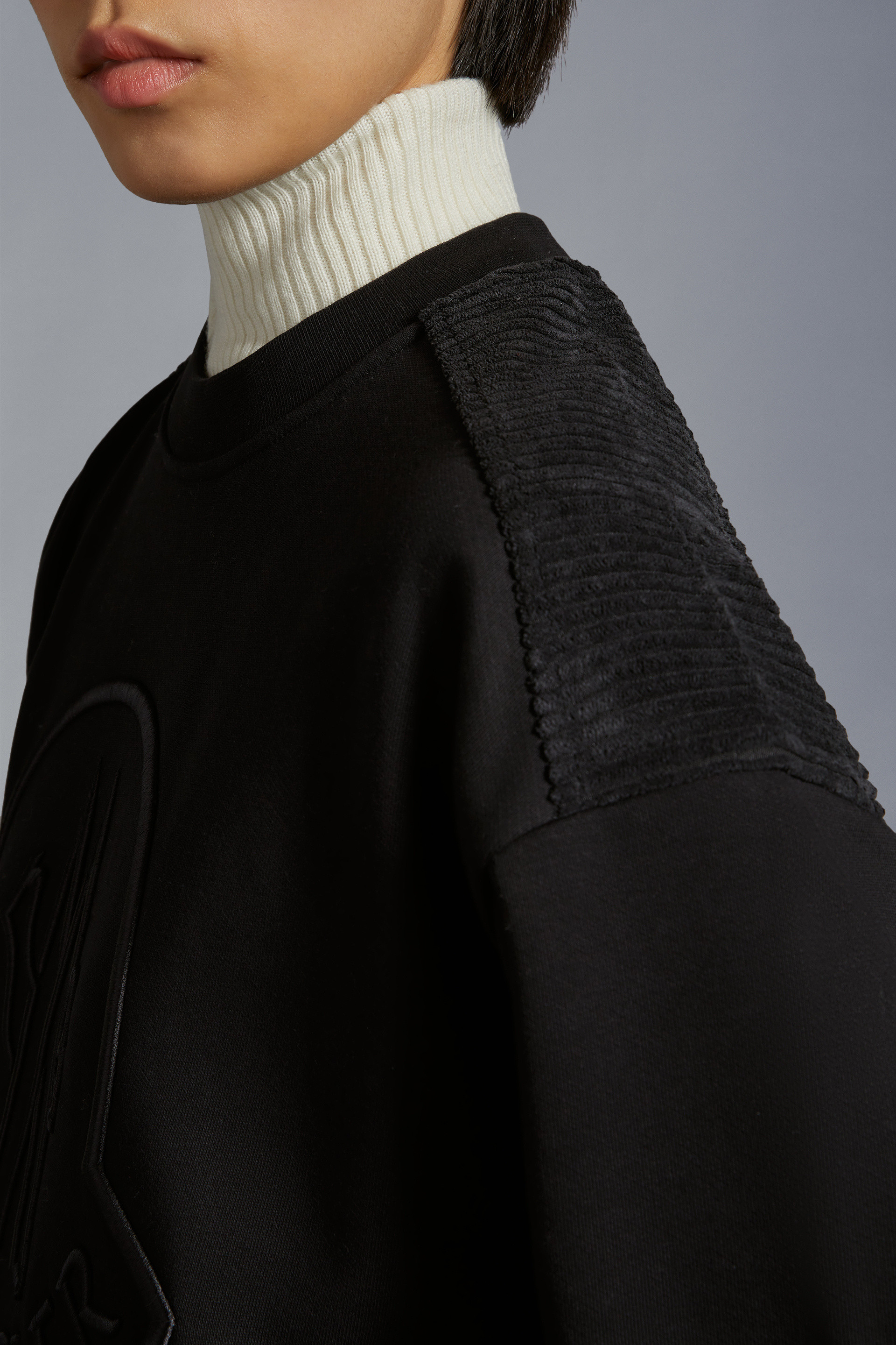 Moncler Rhinestone-embellished Logo Sweatshirt In Black