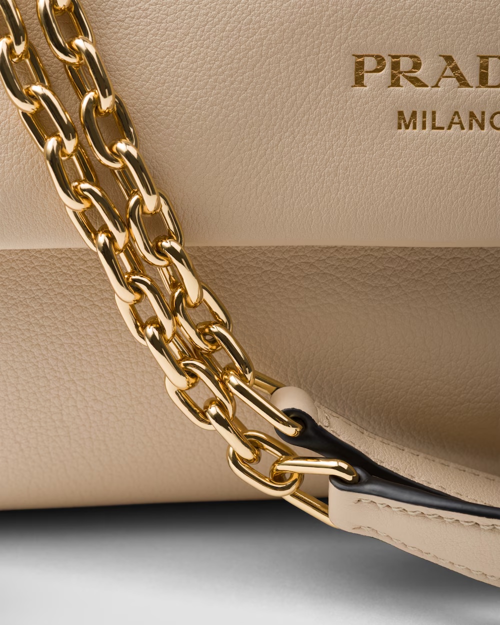 Prada Medium Leather Shoulder Bag In Travertine