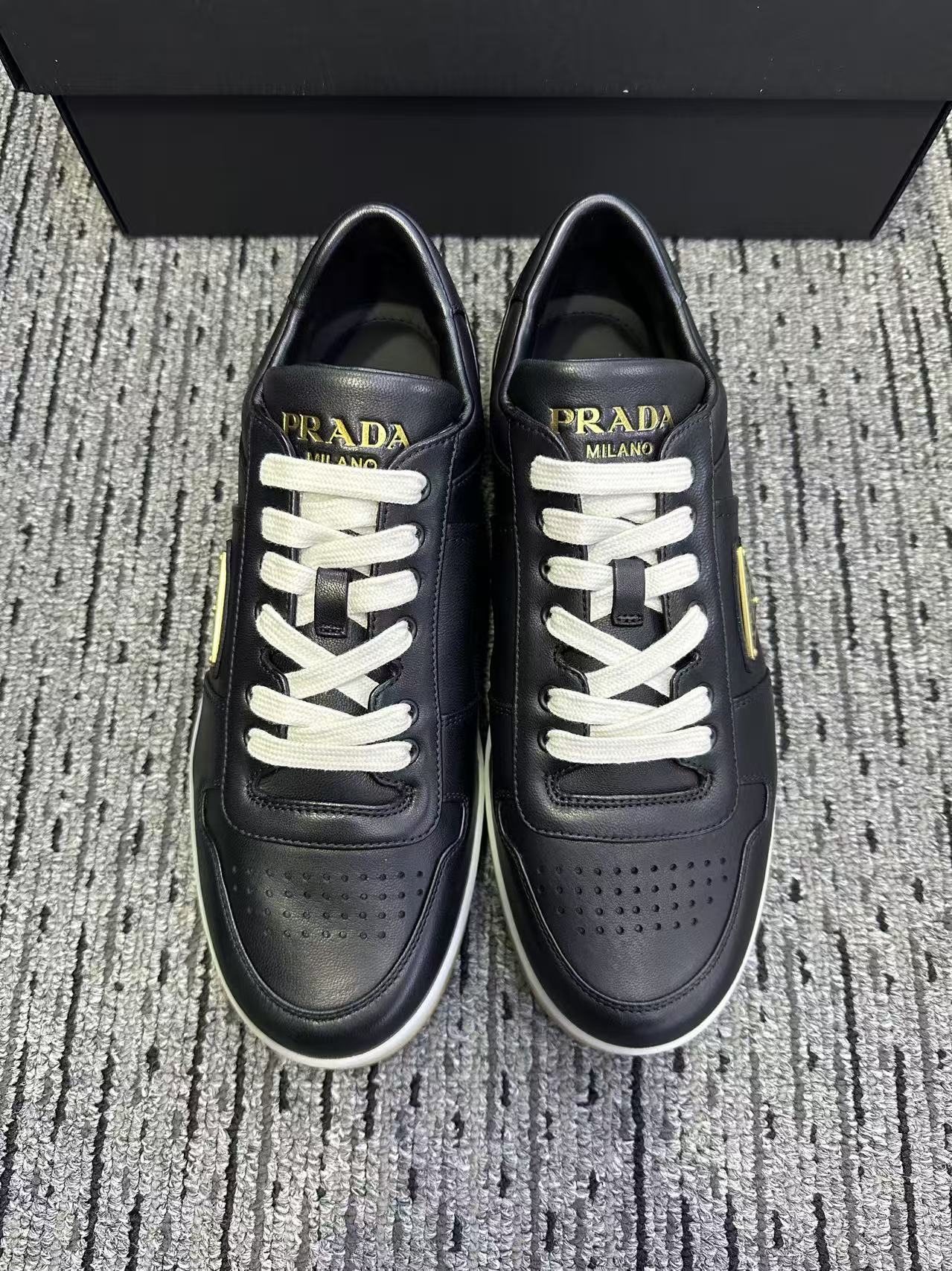 Prada Lace-up Low-top Sneakers In Black