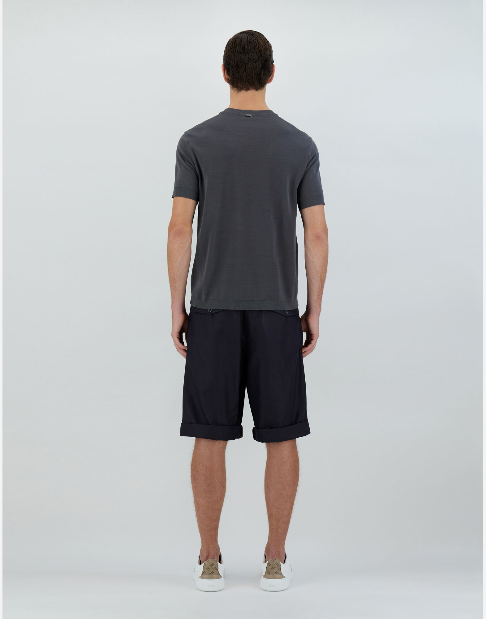 Herno Navy Blue Solid T-shirt In Black
