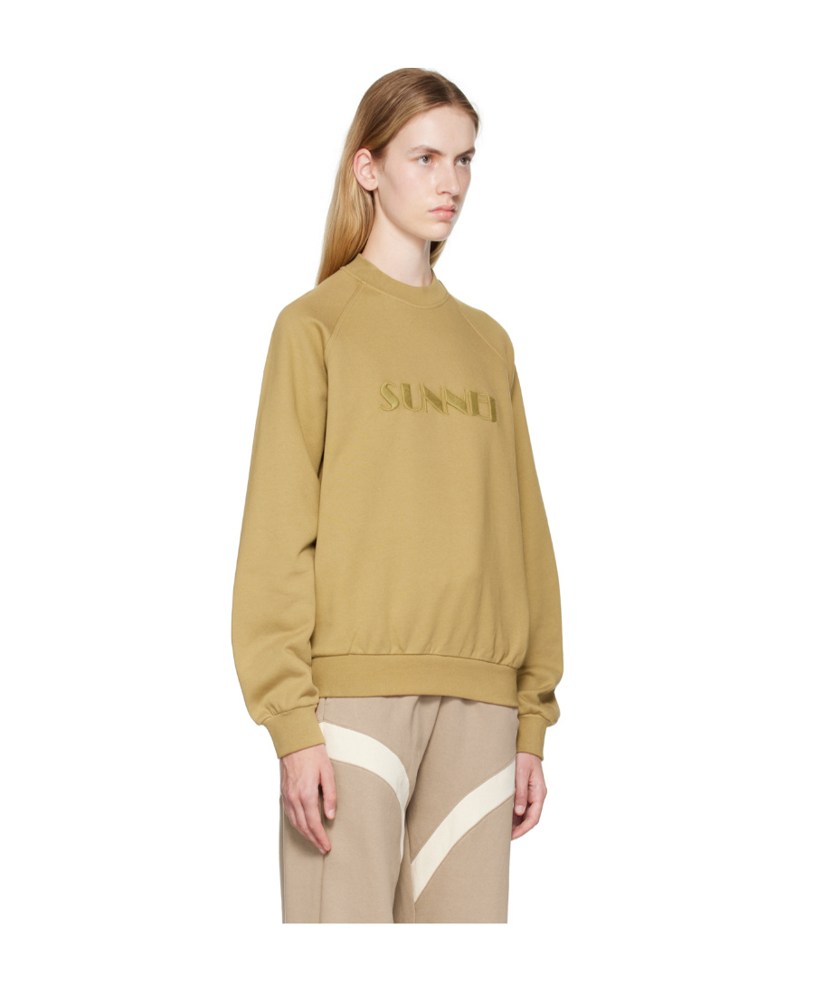 Sunnei Khaki Embroidered Sweatshirt In Nude