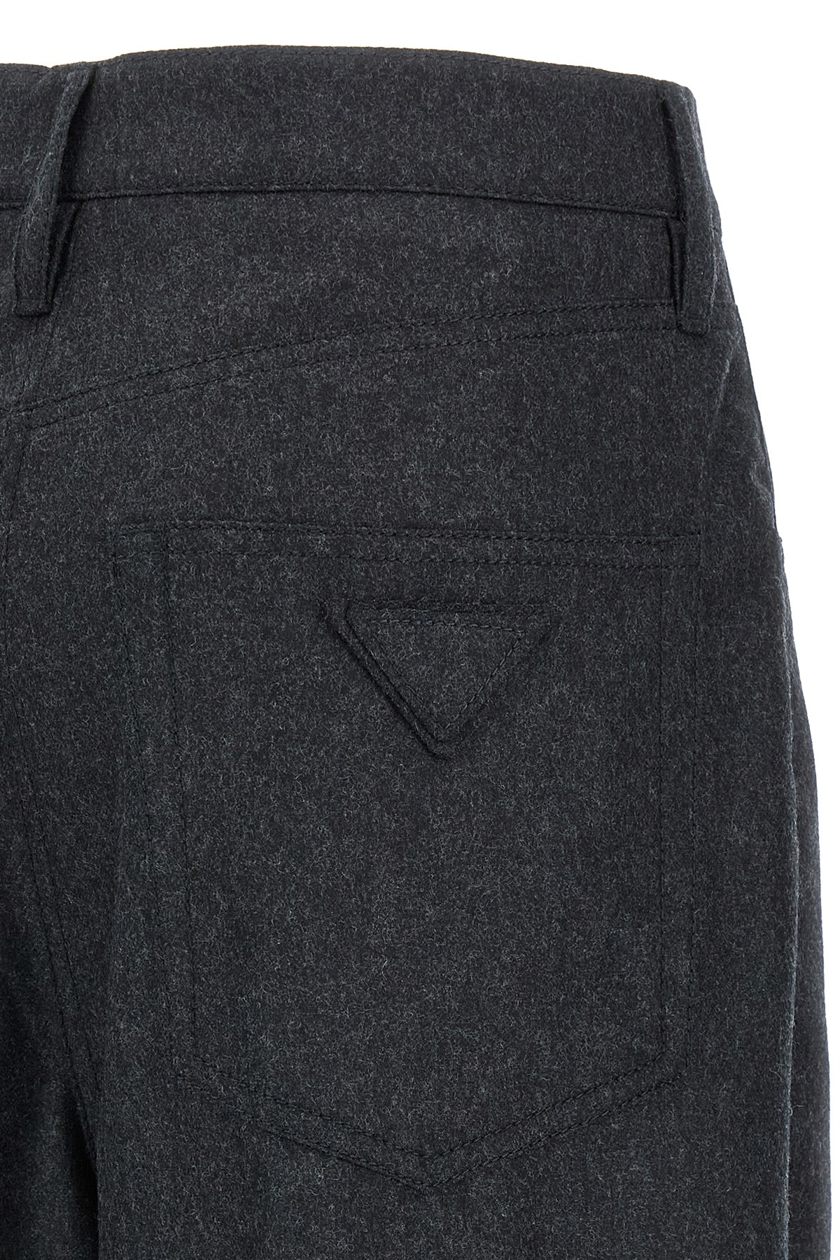Prada Triangle-patch Pleat-detailed Trousers In Gray