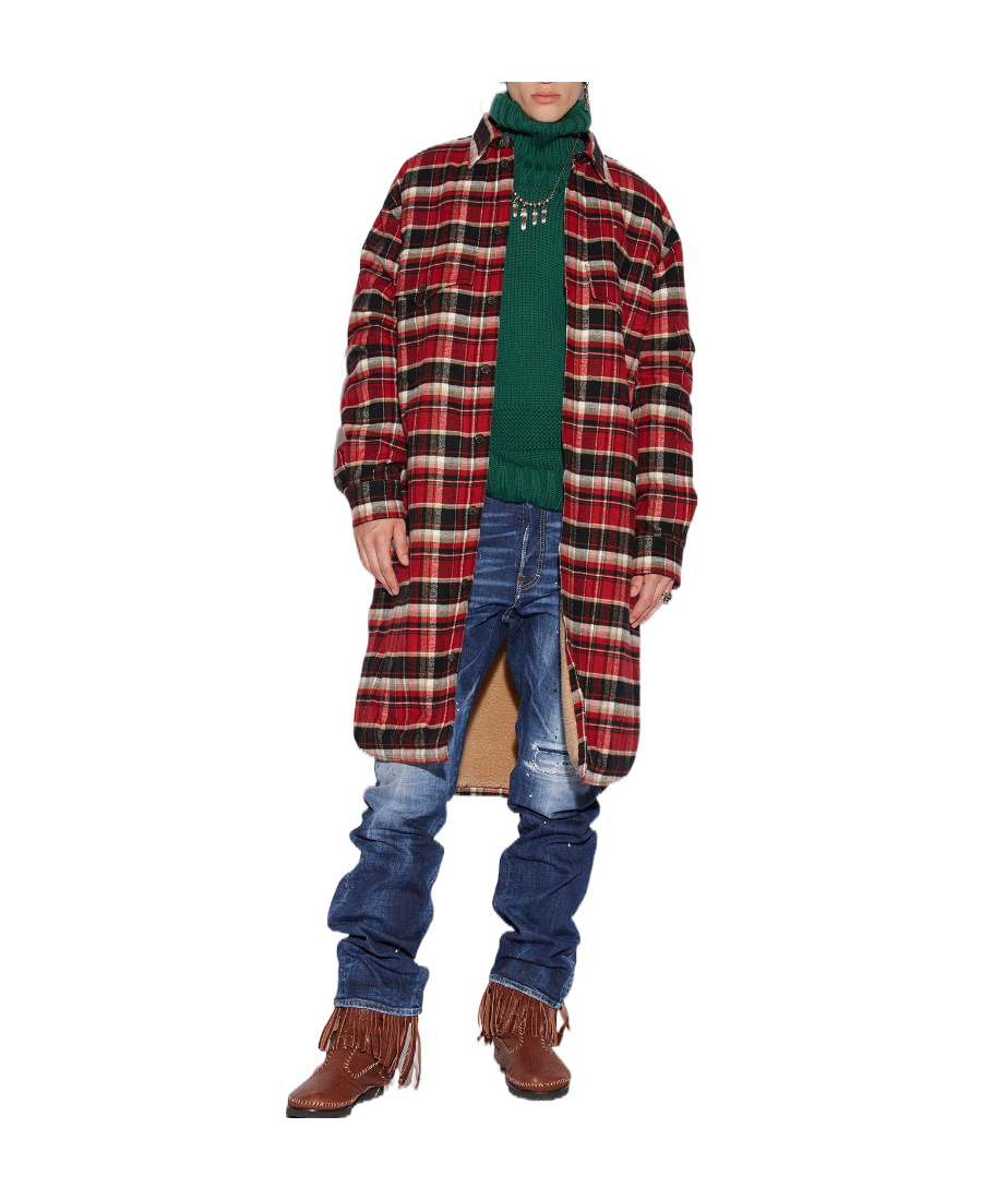 Dsquared2 Checked Single-breasted Coat In Multicolor