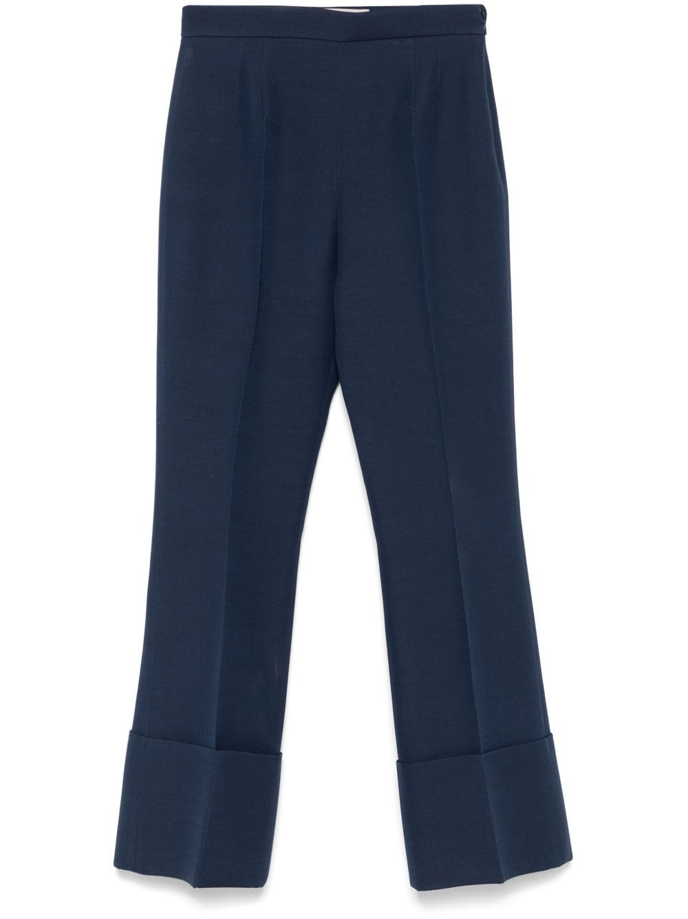 Valentino Garavani High-waisted Wide Leg Pants In Silk And Wool Indigo Women In Blue