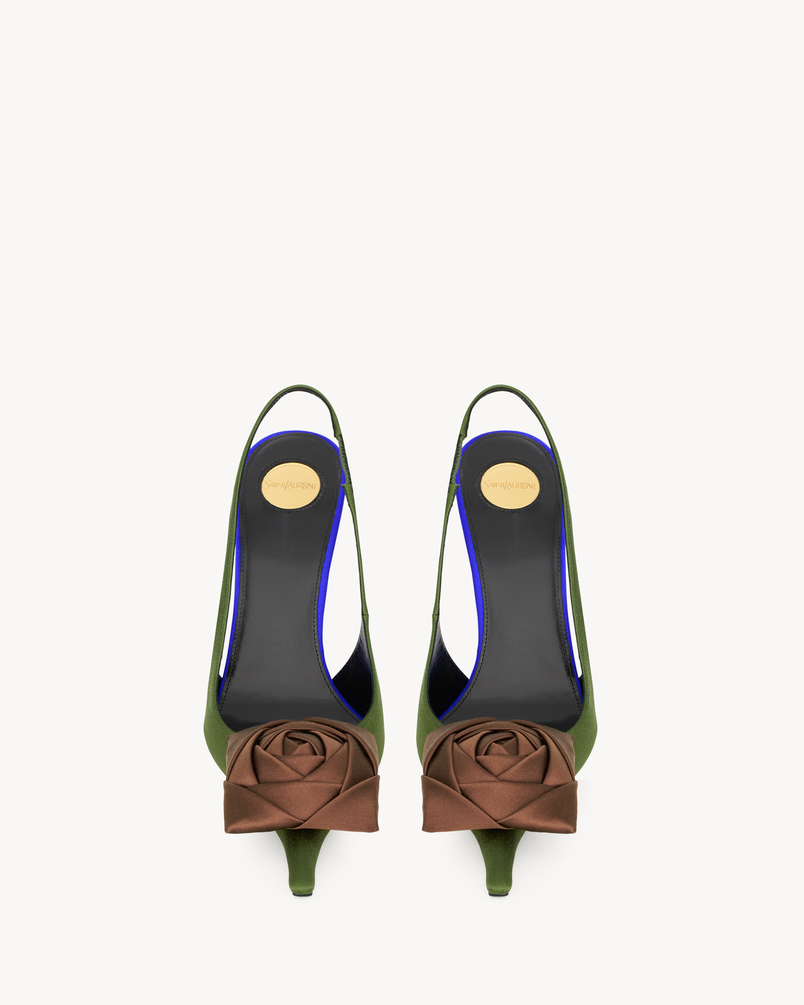 Saint Laurent Pointed High-heeled Sandals In Green