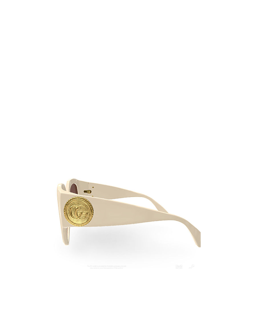 Gucci Logo-plaque Round-frame Sunglasses In Nude