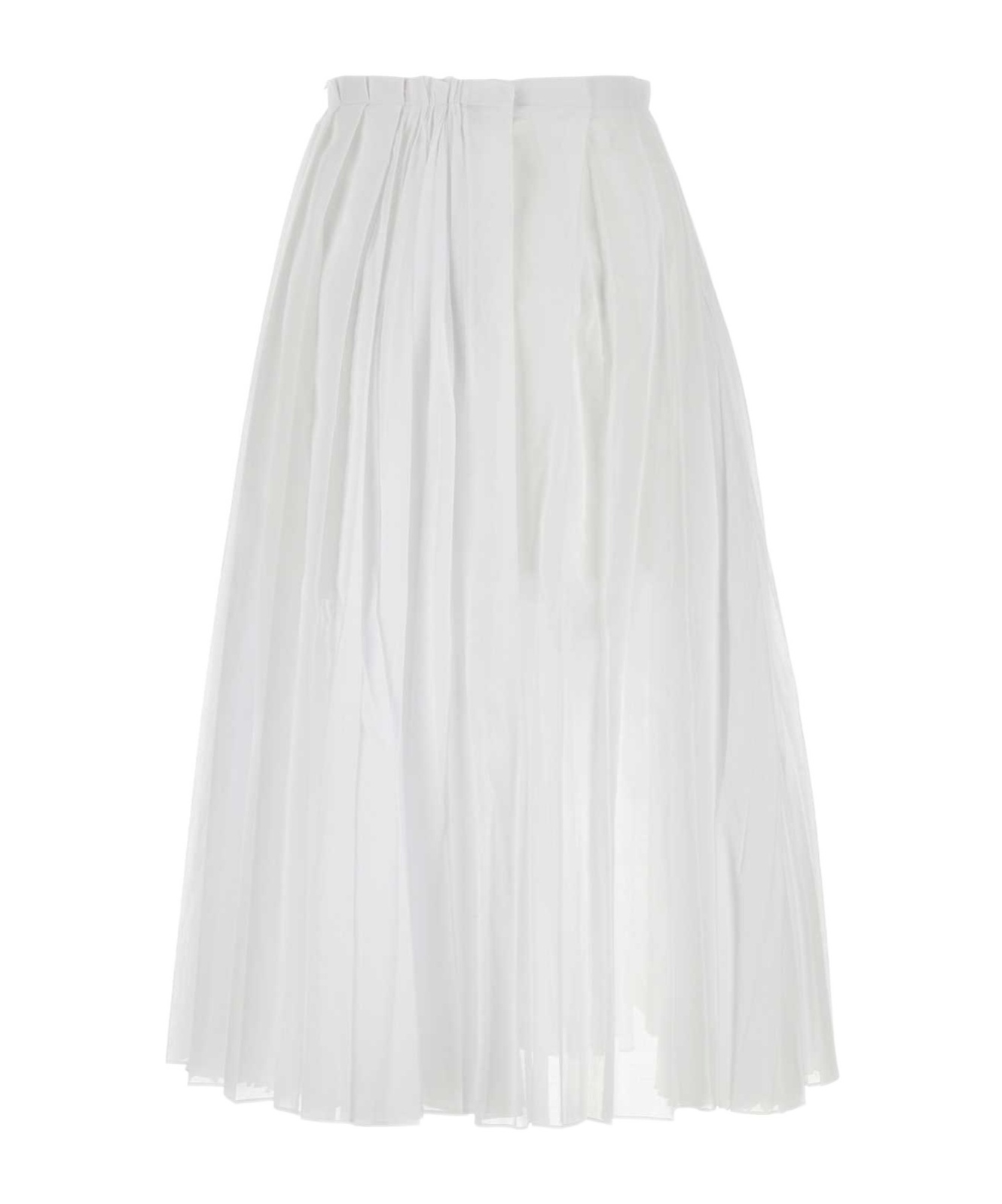 Jil Sander Pleated Midi Skirt In Lightweight Organdy In White