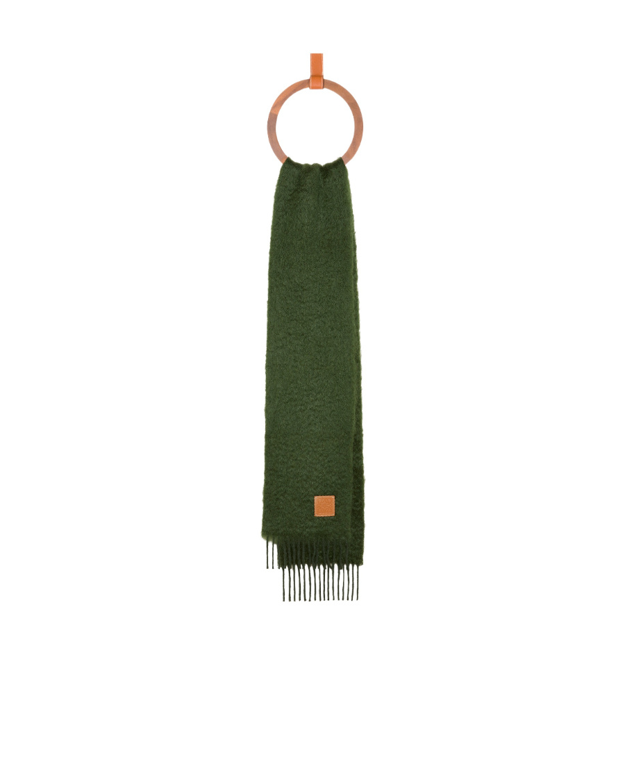 Loewe Mohair-wool Anagram Scarf In Green