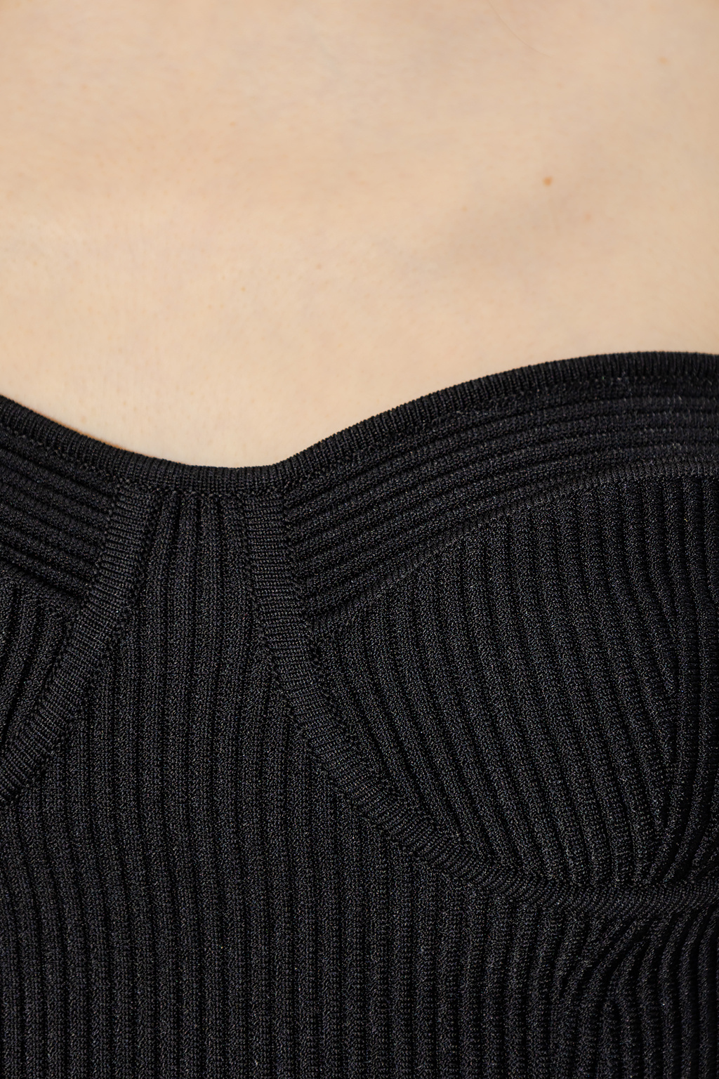 Alexander Mcqueen Bustier-style Ribbed Crop Top In Black
