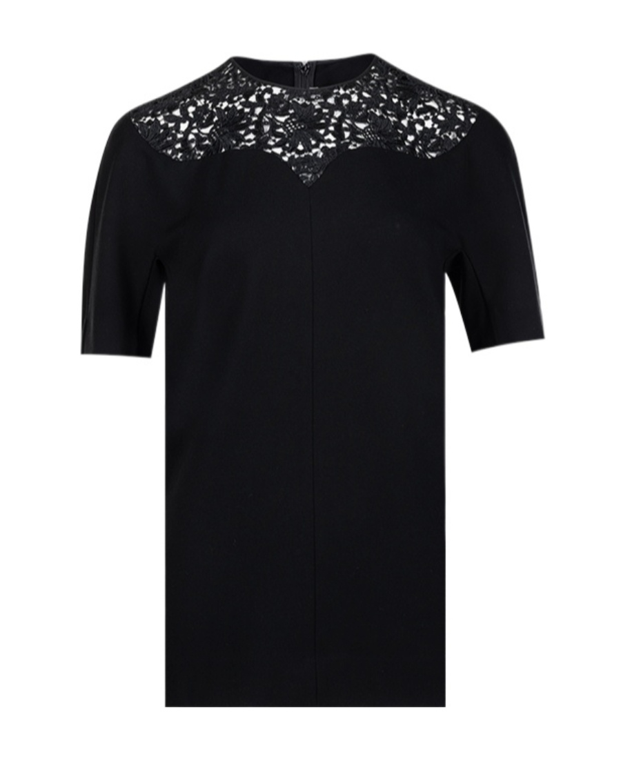 Stella Mccartney Round-neck Design Blouse In Black