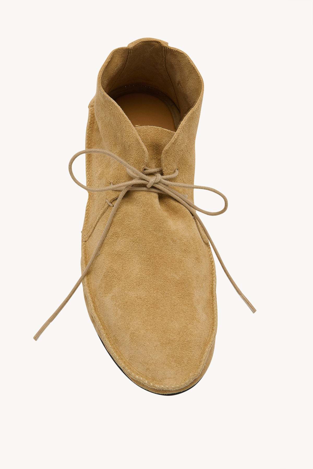 The Row Tyler Lace Up Shoe In Suede In Neutral