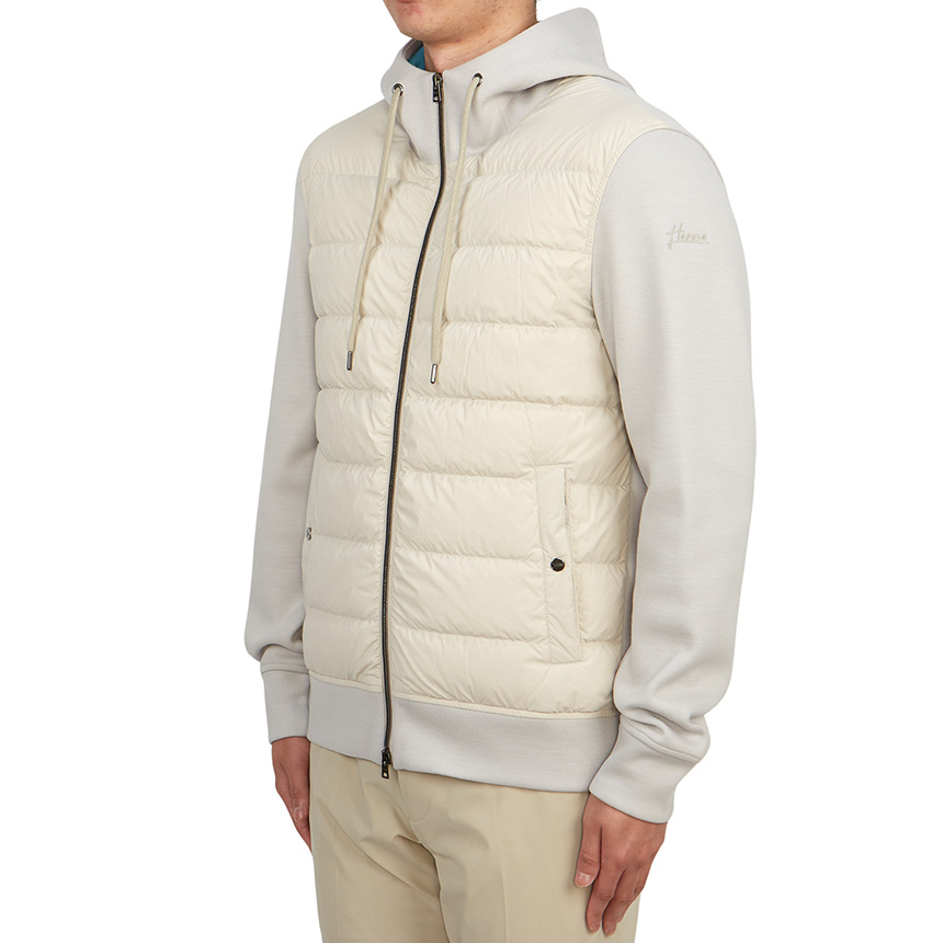 Herno Zip-up Hooded Drawstring Down Jacket In White