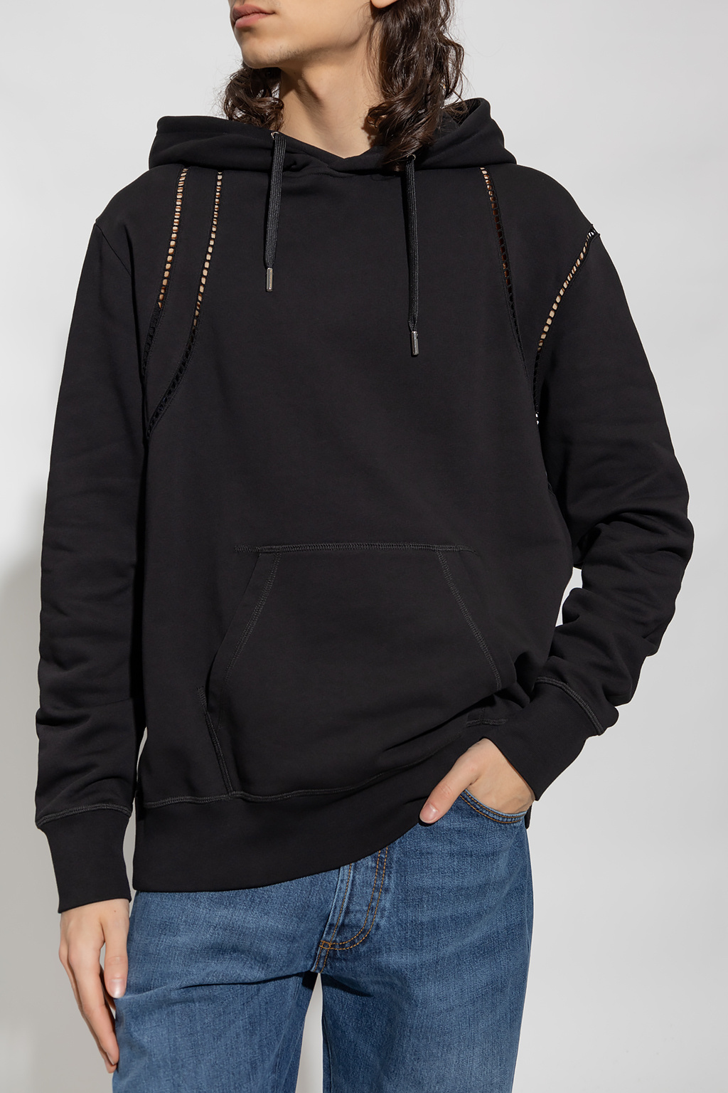 Alexander Mcqueen Long-skeeve Cotton Hoodie In Black