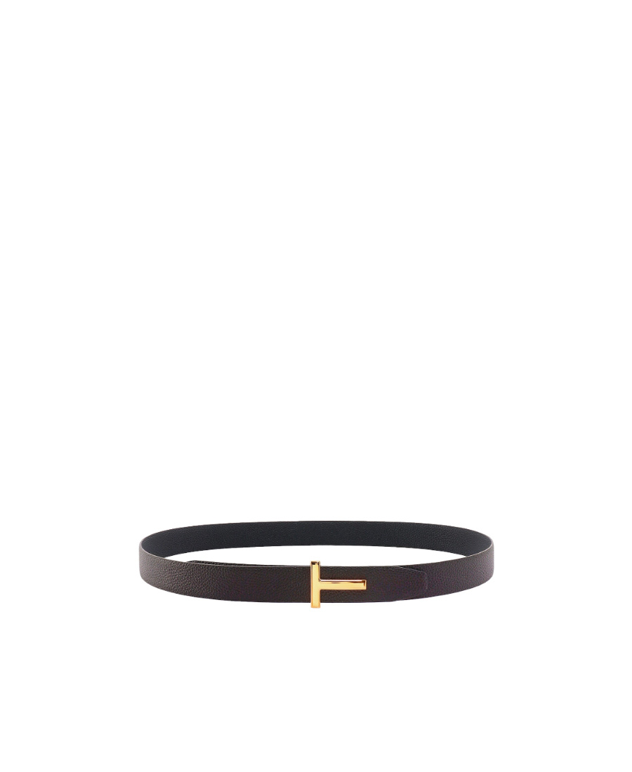 Tom Ford T Monogram Reversible Leather Belt In Black