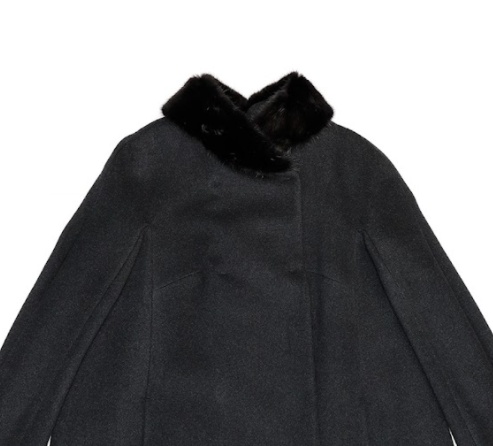 Max Mara Fur Collar Coat In Black
