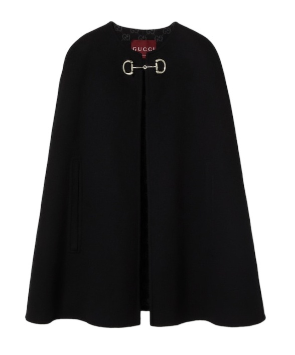Gucci Horsebit Wool And Silk Cape In Black