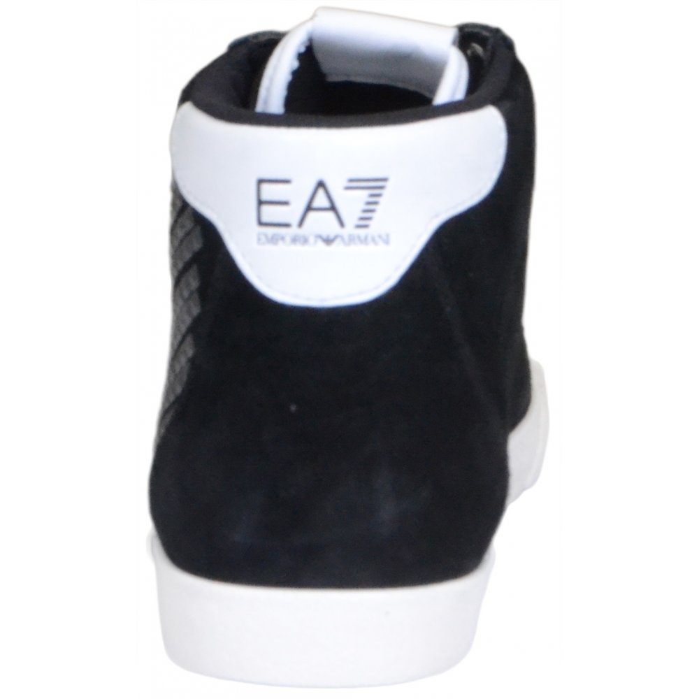 Ea7 Black High-top Casual Sneakers In Black