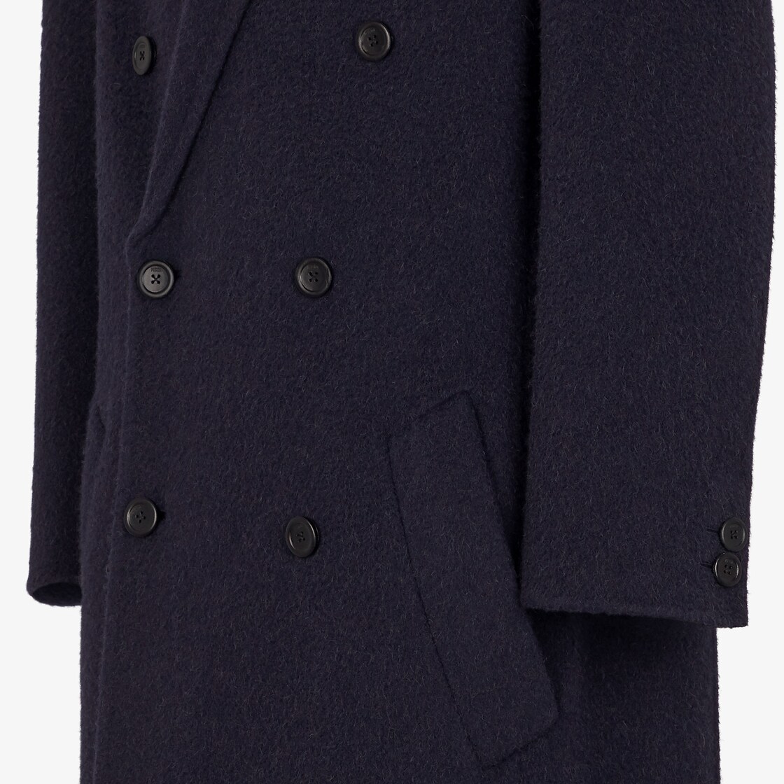 Fendi Double Breasted Long Sleeved Coat In Blue