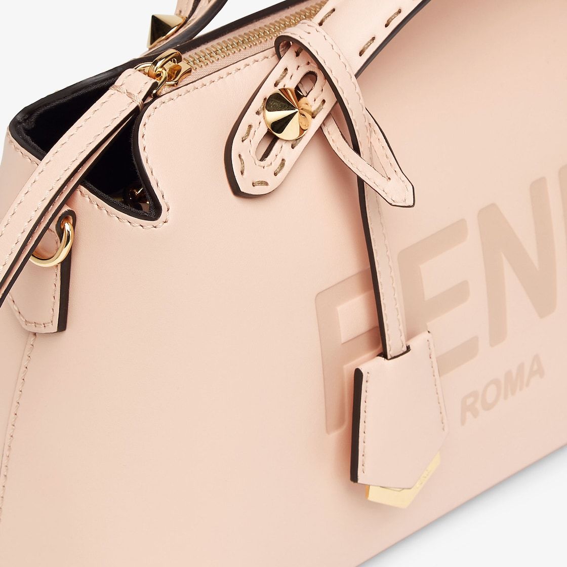 Fendi Debossed Logo Shoulder Bag In Nude