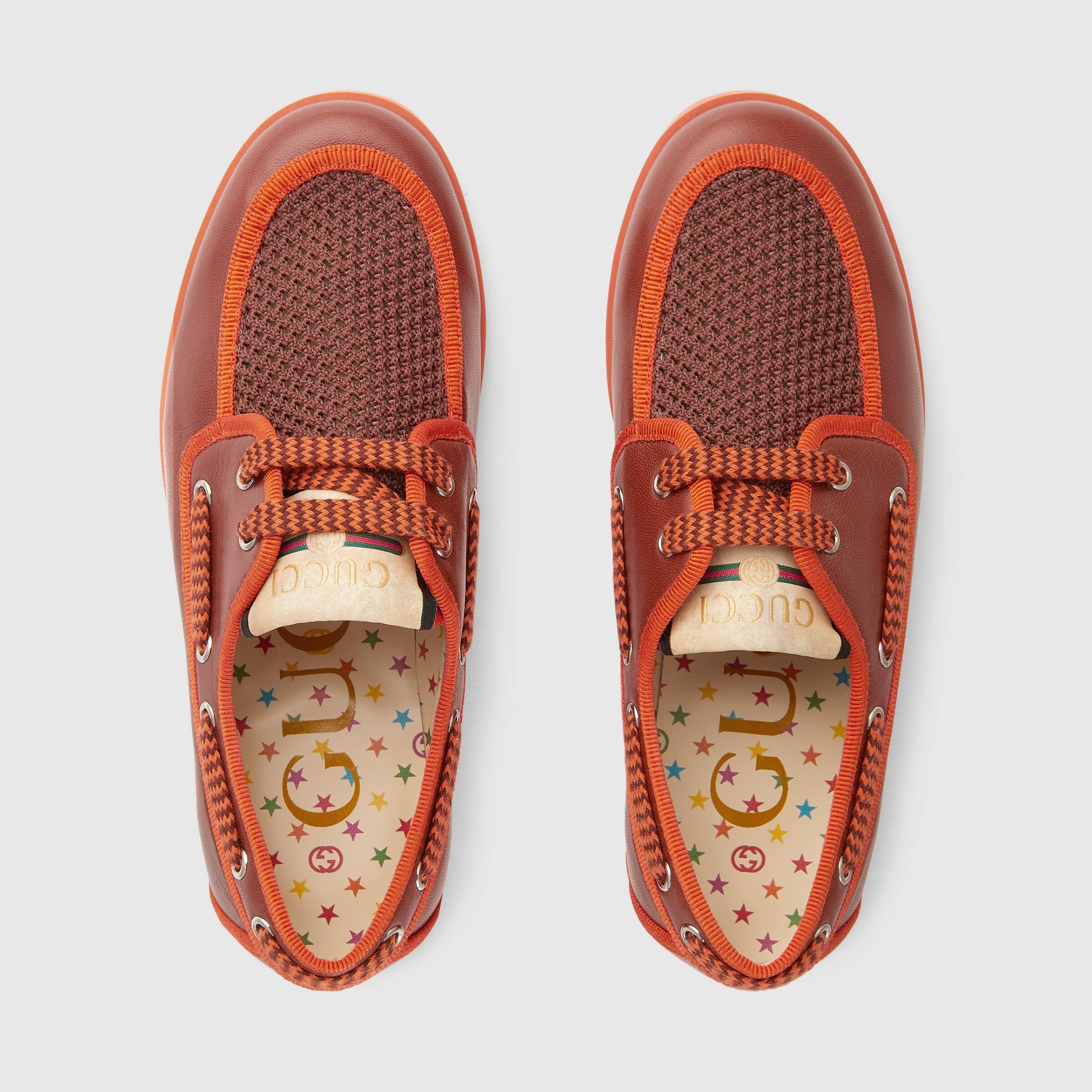 Gucci Lace-up Boat Shoes In Red