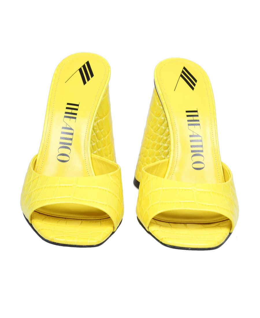 Attico Embossed High-heeled Sandals In Yellow