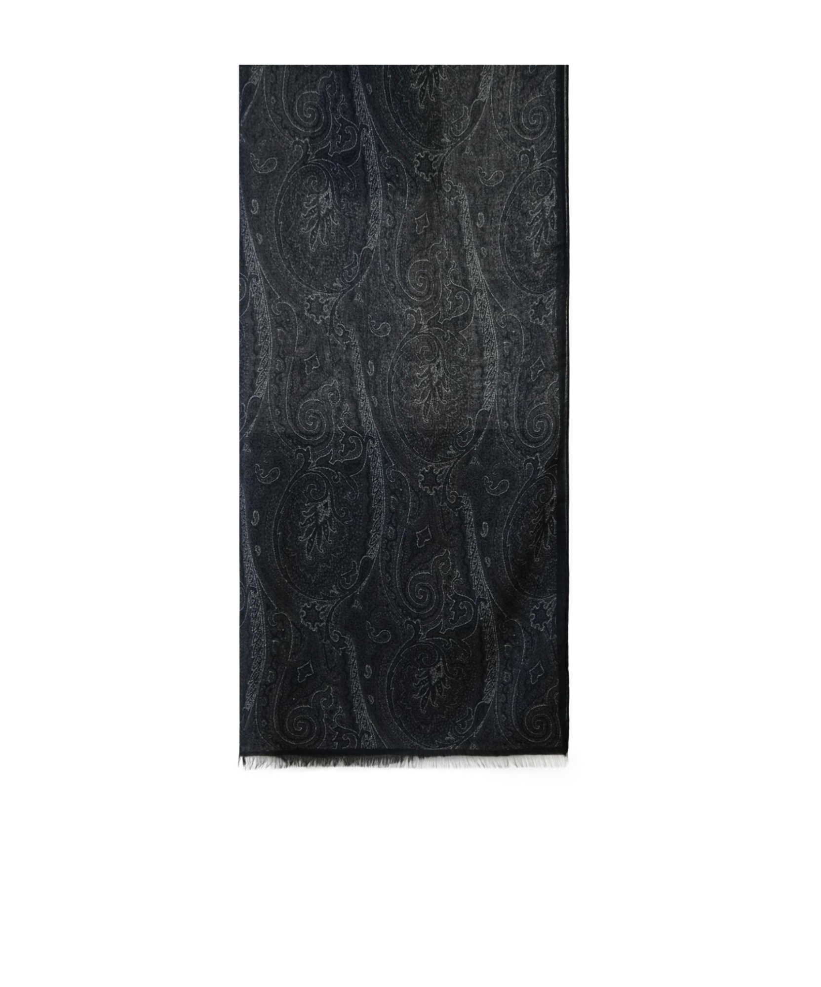 Etro Paisley-print Frayed-edge Scarf In Black