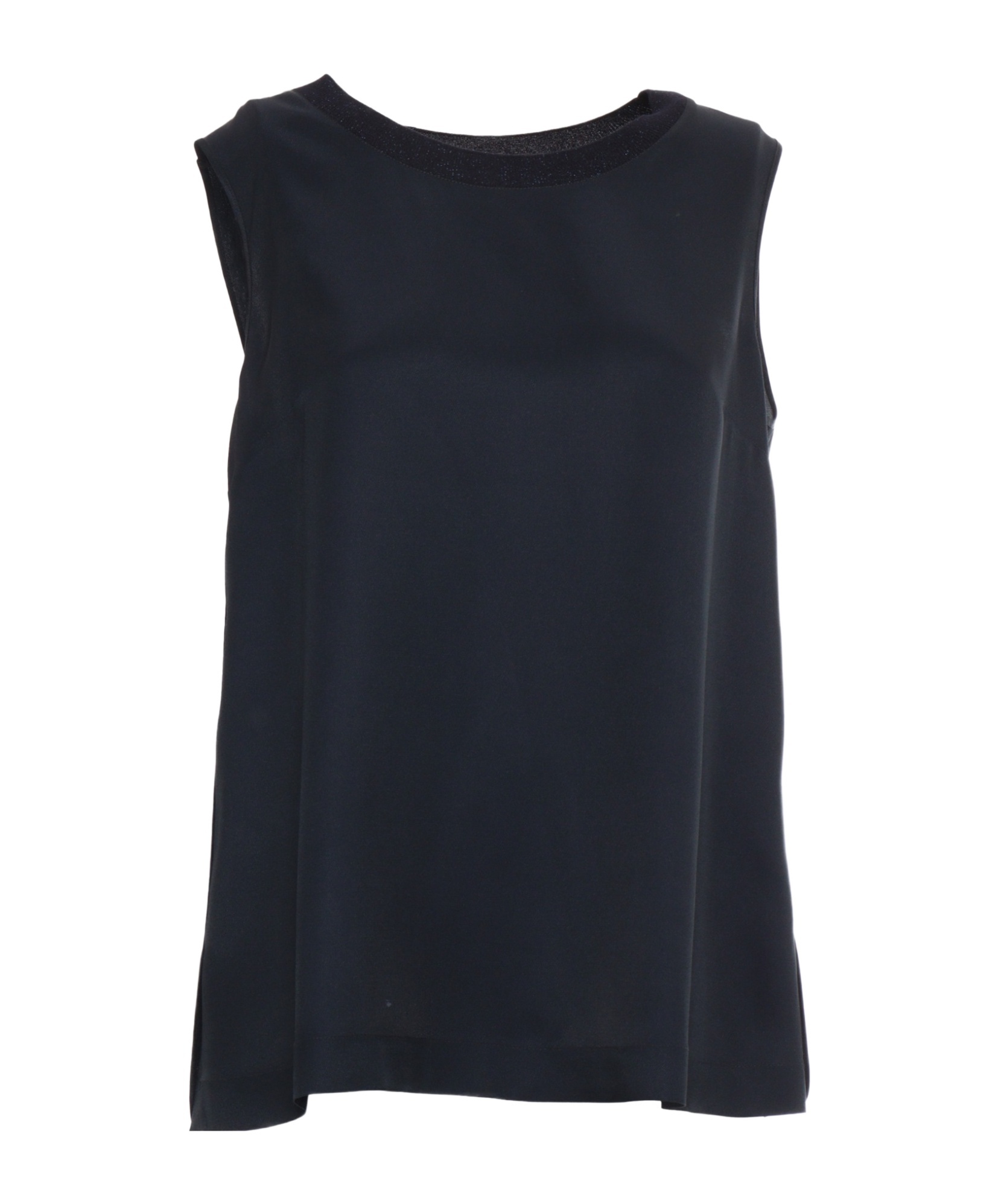 Lorena Antoniazzi Black Round Neck Tank Top In Black