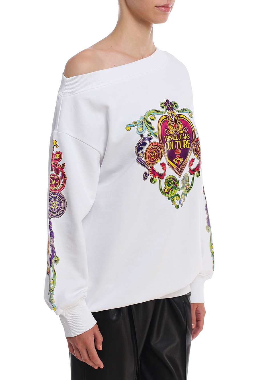 Versace Jeans Printed Detail Hoodie In White