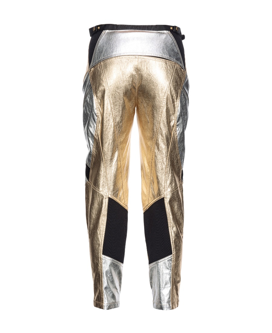 Pinko Panelled Metallic-finish Trousers In Multi