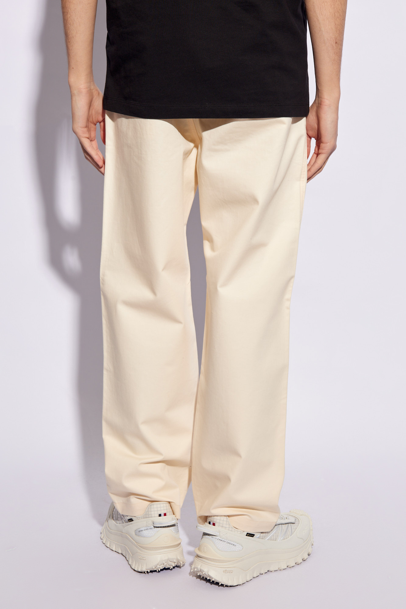 Moncler Logo-appliqué Straight Trousers In White