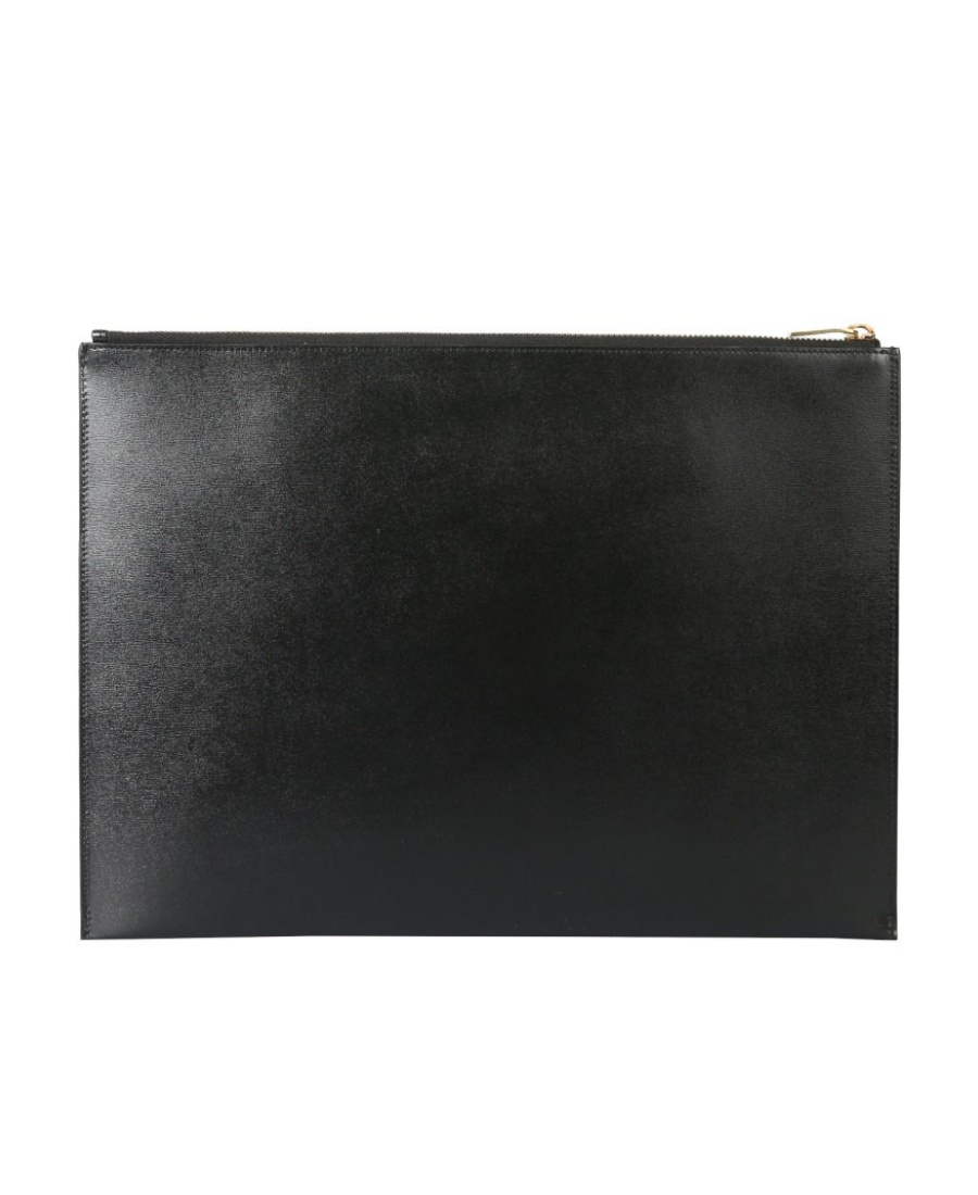Saint Laurent Monogram Leather Clutch In Black