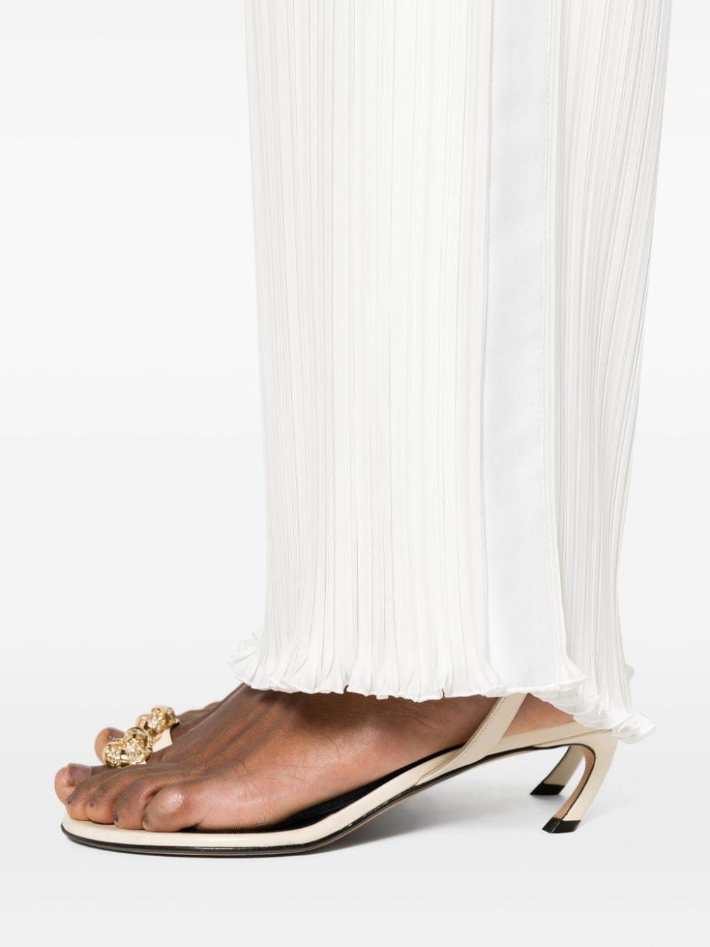 Shop Lanvin Pleated Details Casual Pants In White