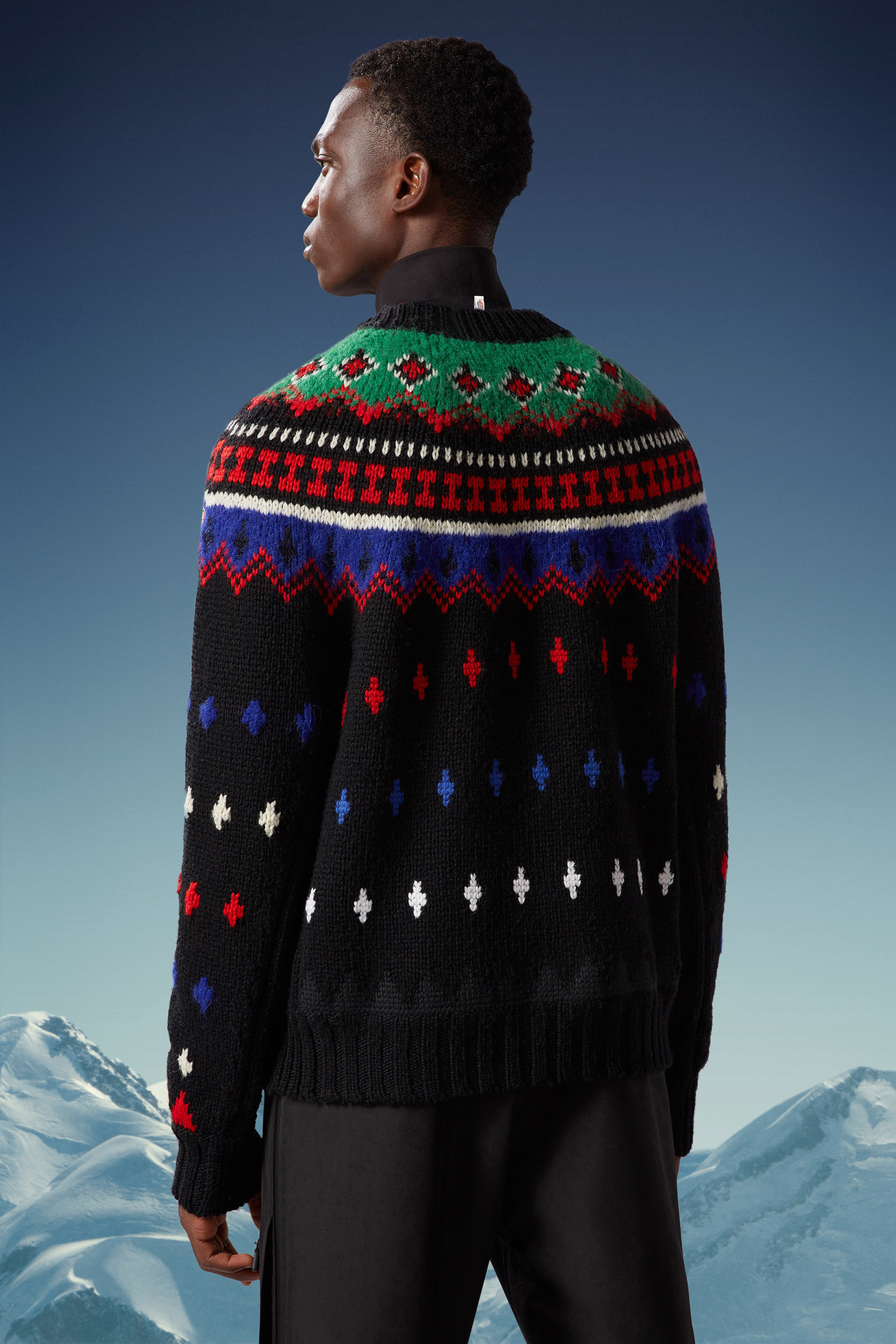 Shop Moncler Alpaca Wool Jacquard Jumper In Black