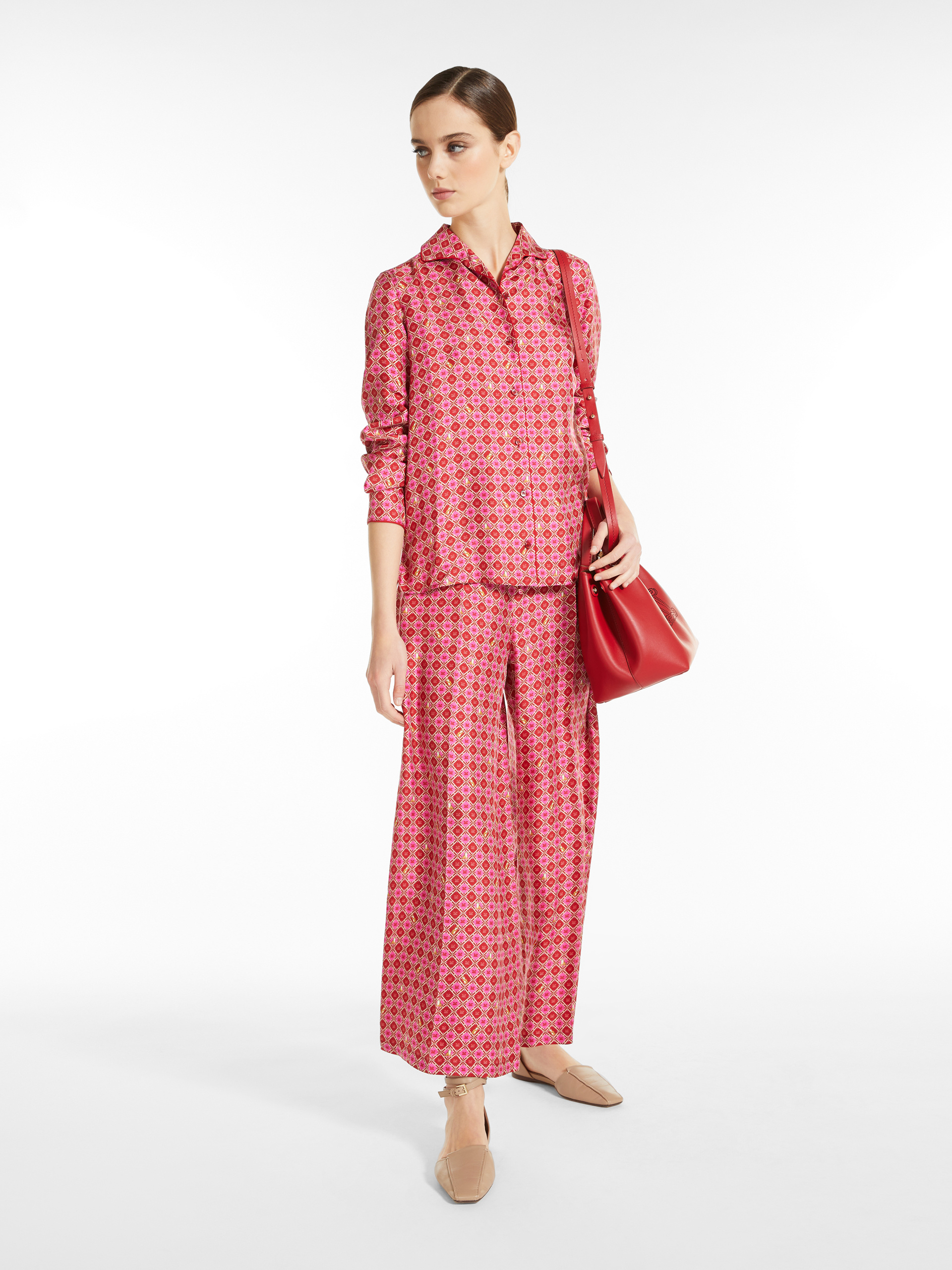 Max Mara Printed Silk Shirt In Pink