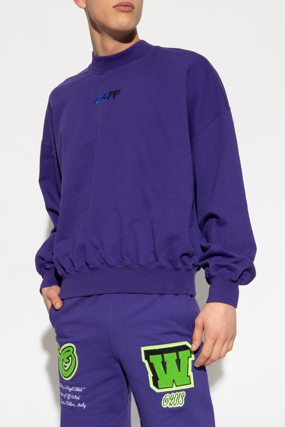 Off-white Logo-print Cotton Sweatshirt In Blue
