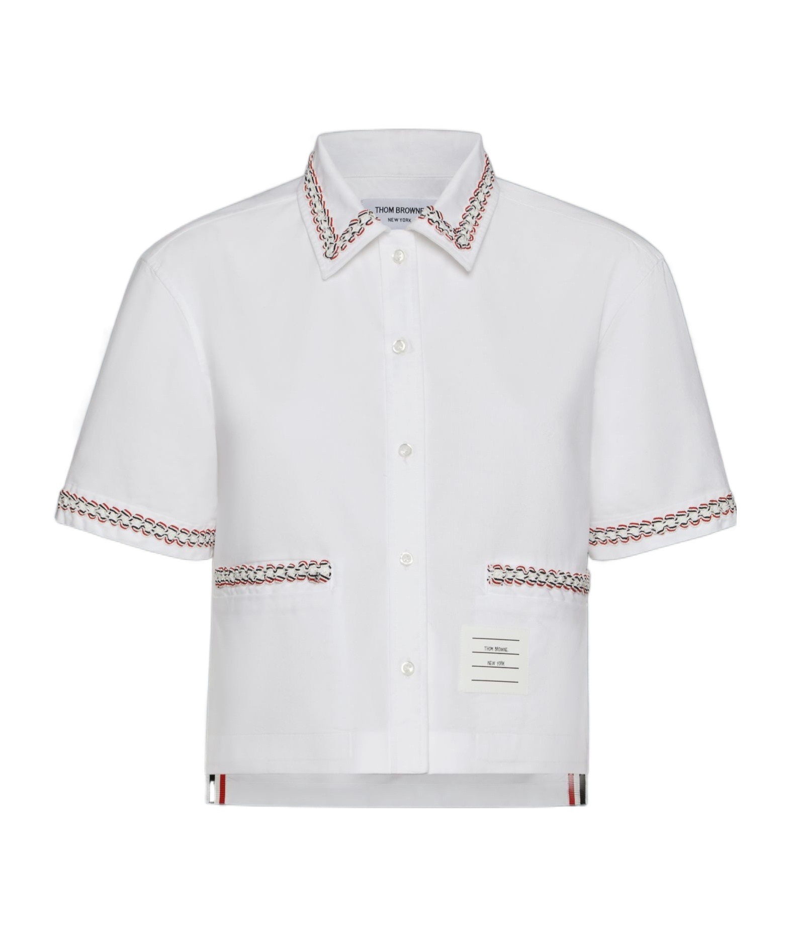Thom Browne Drop-back Cropped Shirt In White