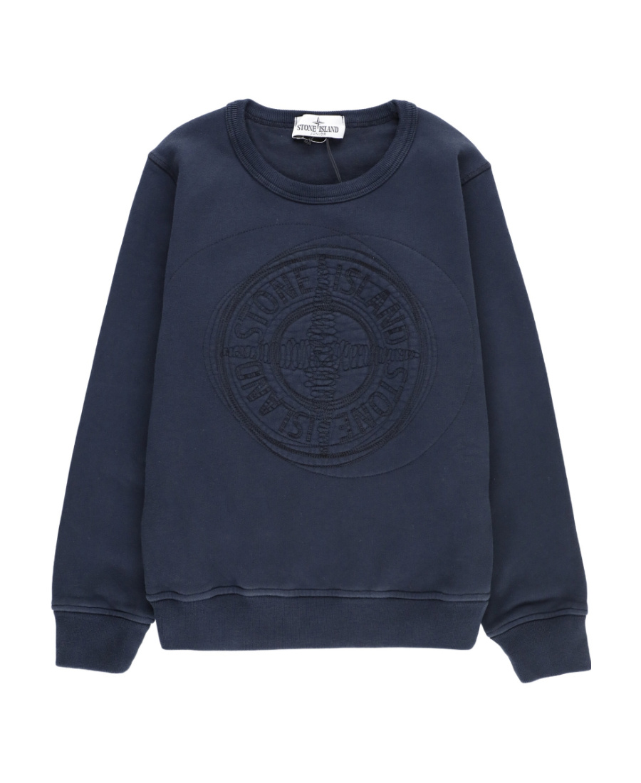 Stone Island Long-sleeved Round-neck Sweater In Blue