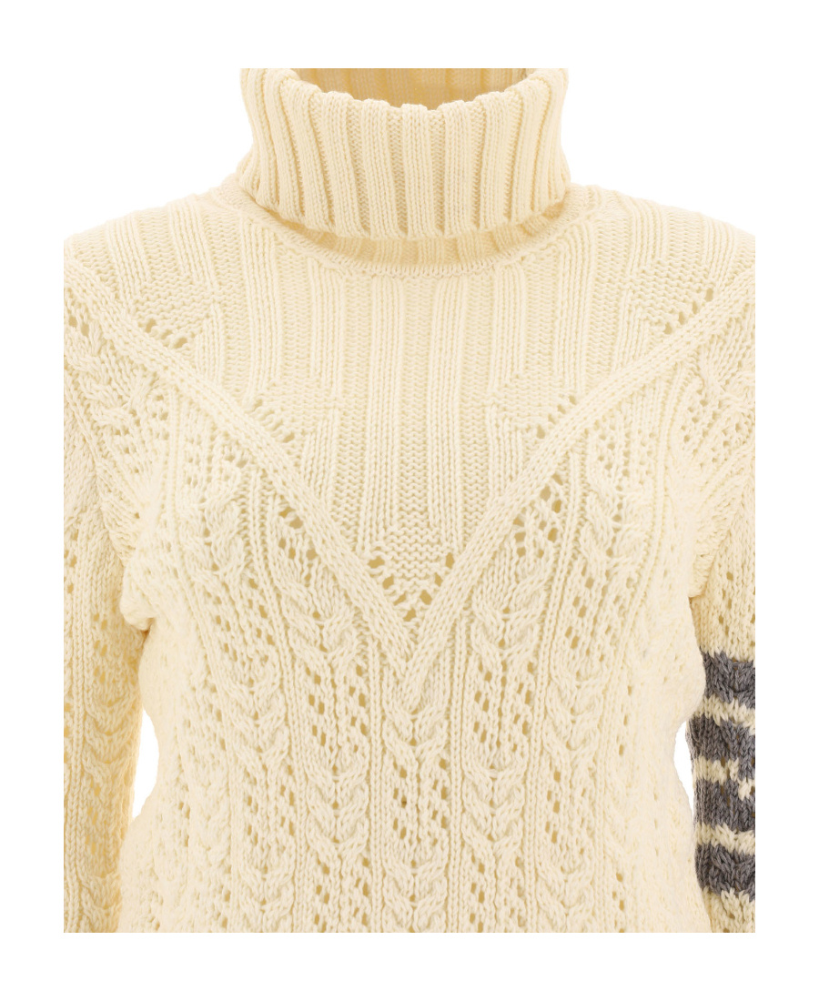Thom Browne 4-bar Roll-neck Wool Jumper In Nude