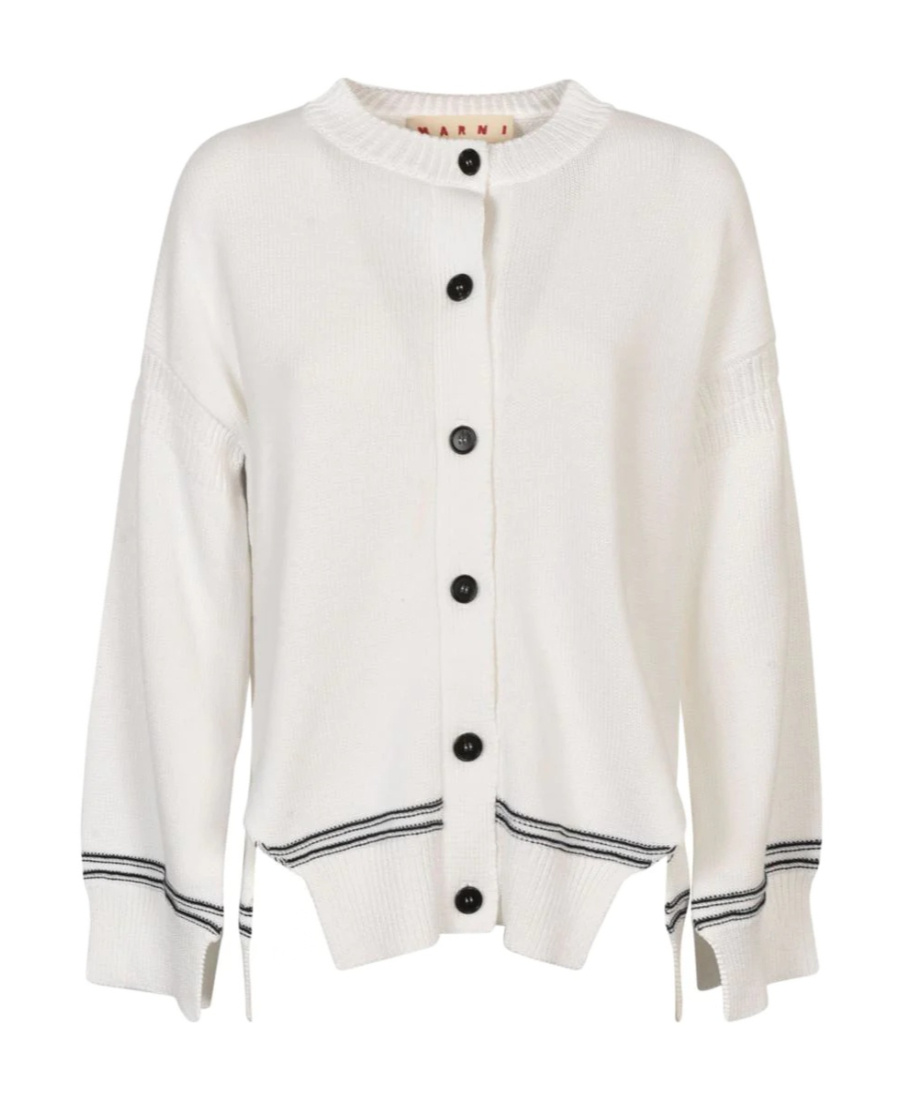 Marni Logo-embroidered Cardigan In White
