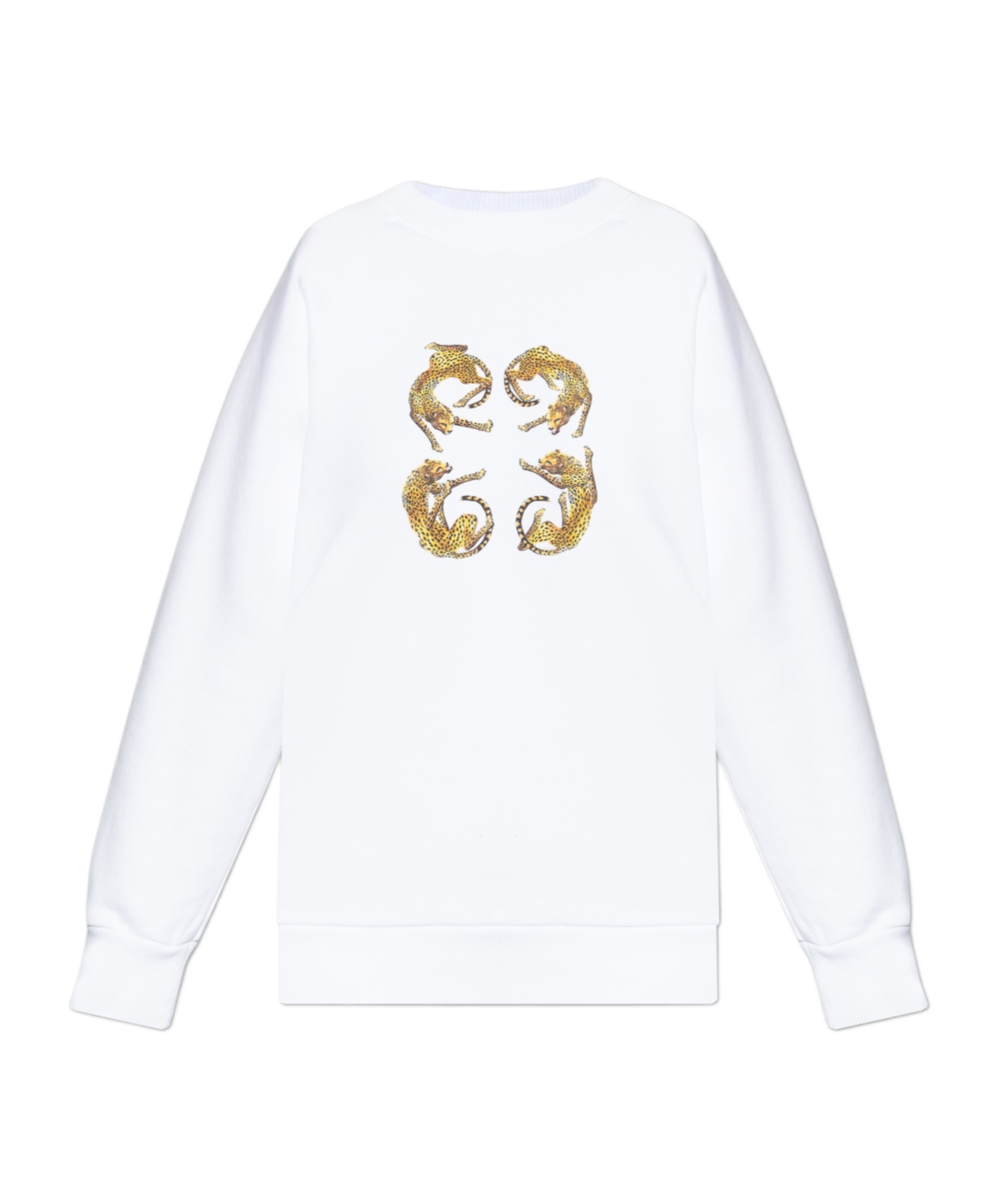 Givenchy Slim Fit Sweatshirt In Fleece With 4g Leopard Print In White