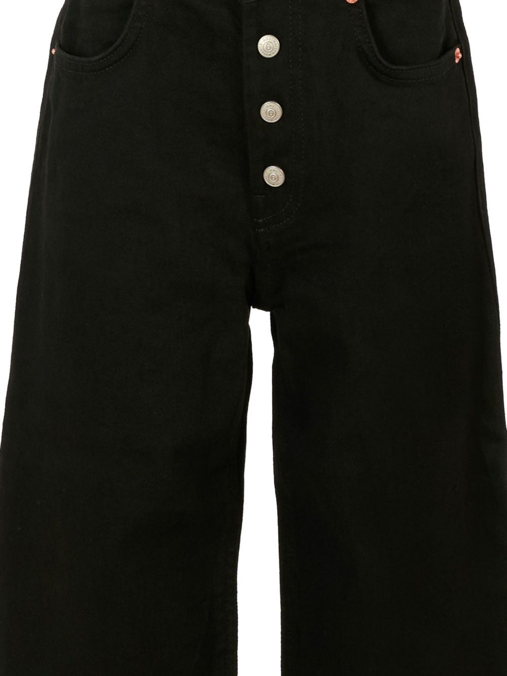 Mm6 Maison Margiela Teen Elasticated-waist Wide-leg Jeans In Black