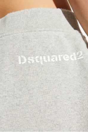 Dsquared2 Logo Printed Vintage Effect Distressed Shorts In White