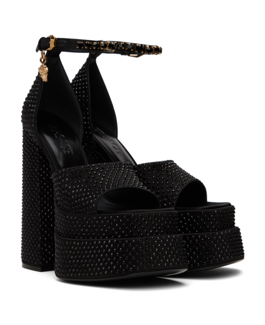 Versace Aevitas 140 Medusa Crystal-embellished Platform Sandals In Black