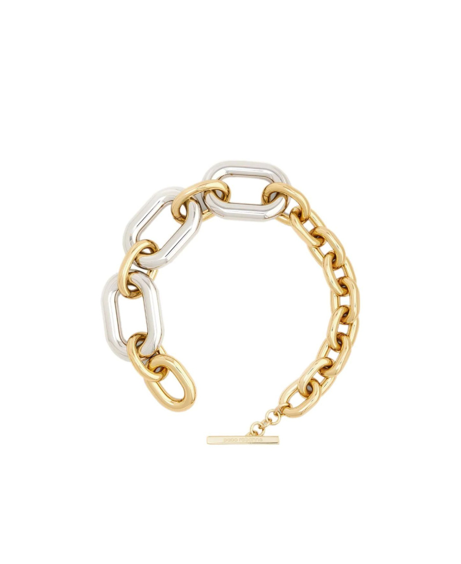 Rabanne Xxl Chain Necklace In Silver And Gold-tone Brass In Yellow