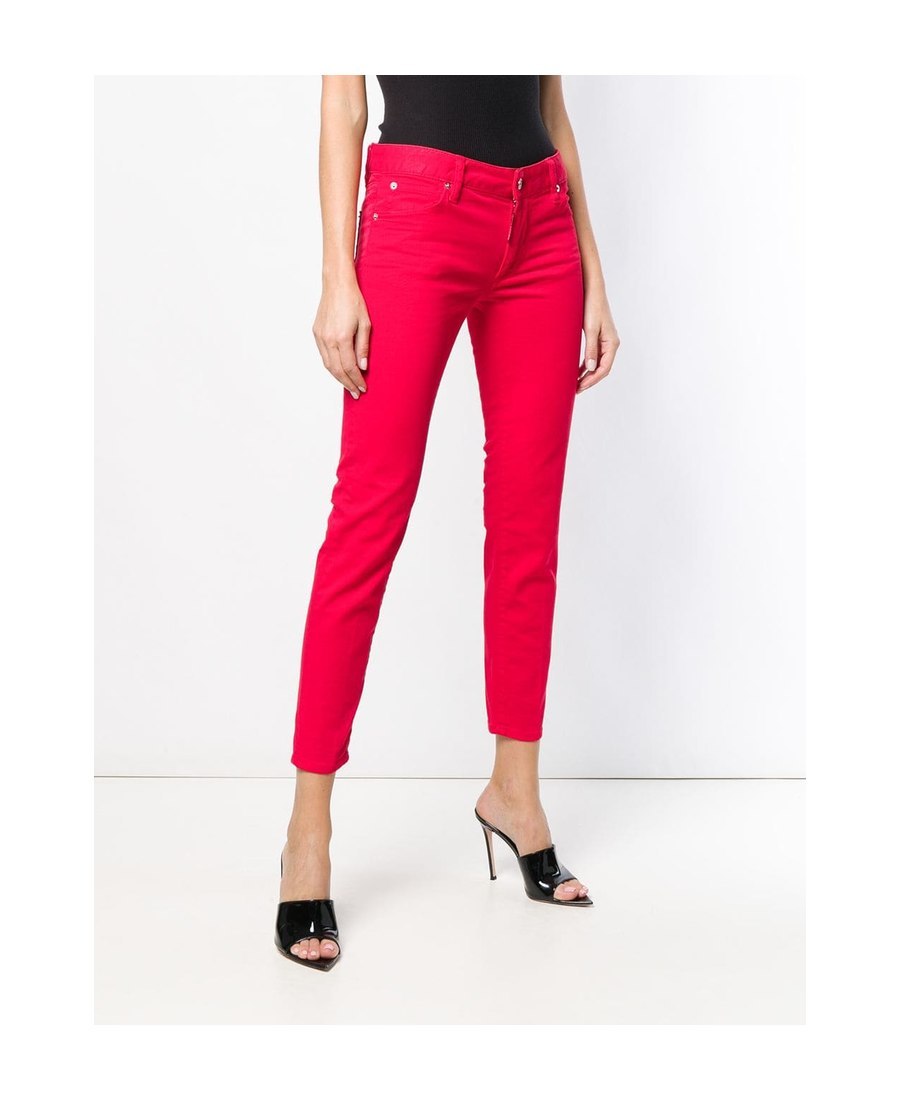 Dsquared2 Twiggy Cropped Jeans In Red